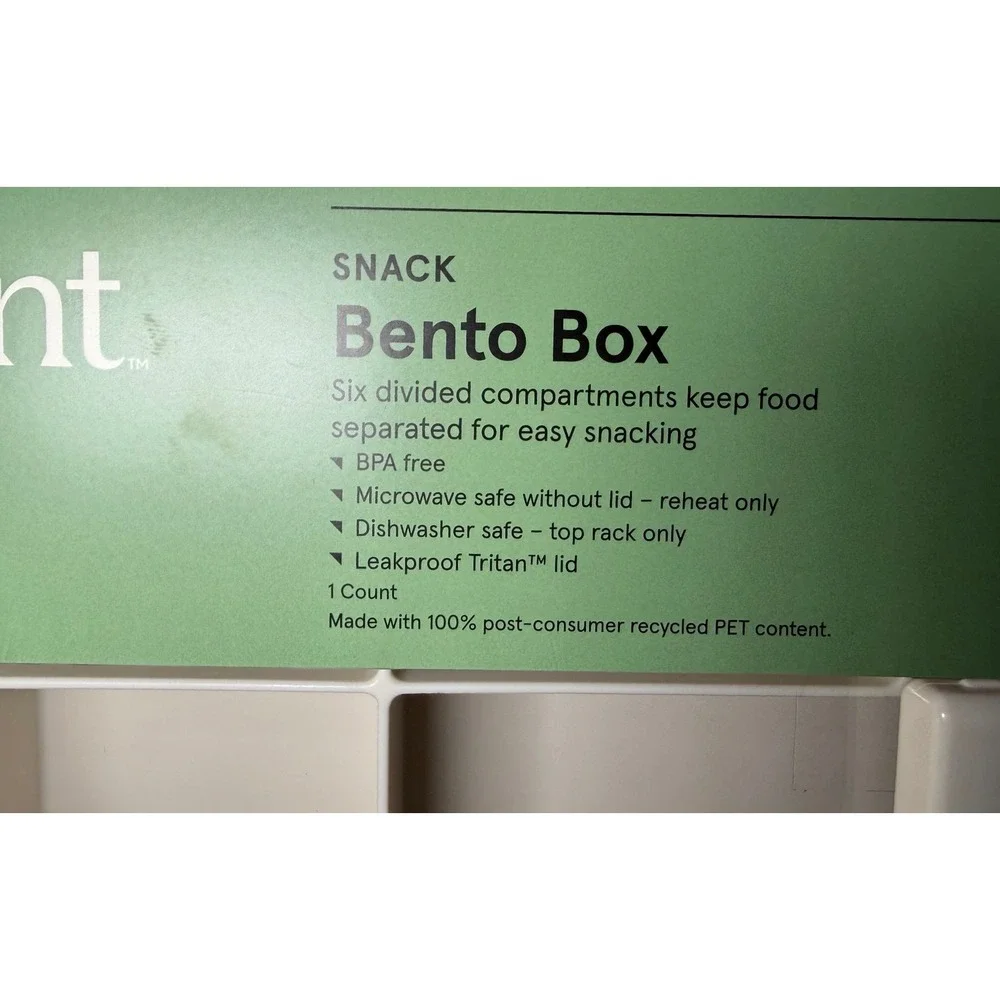 Figmint Bento Box Cream Large Plastic 6 Compartment Snack Box NEW